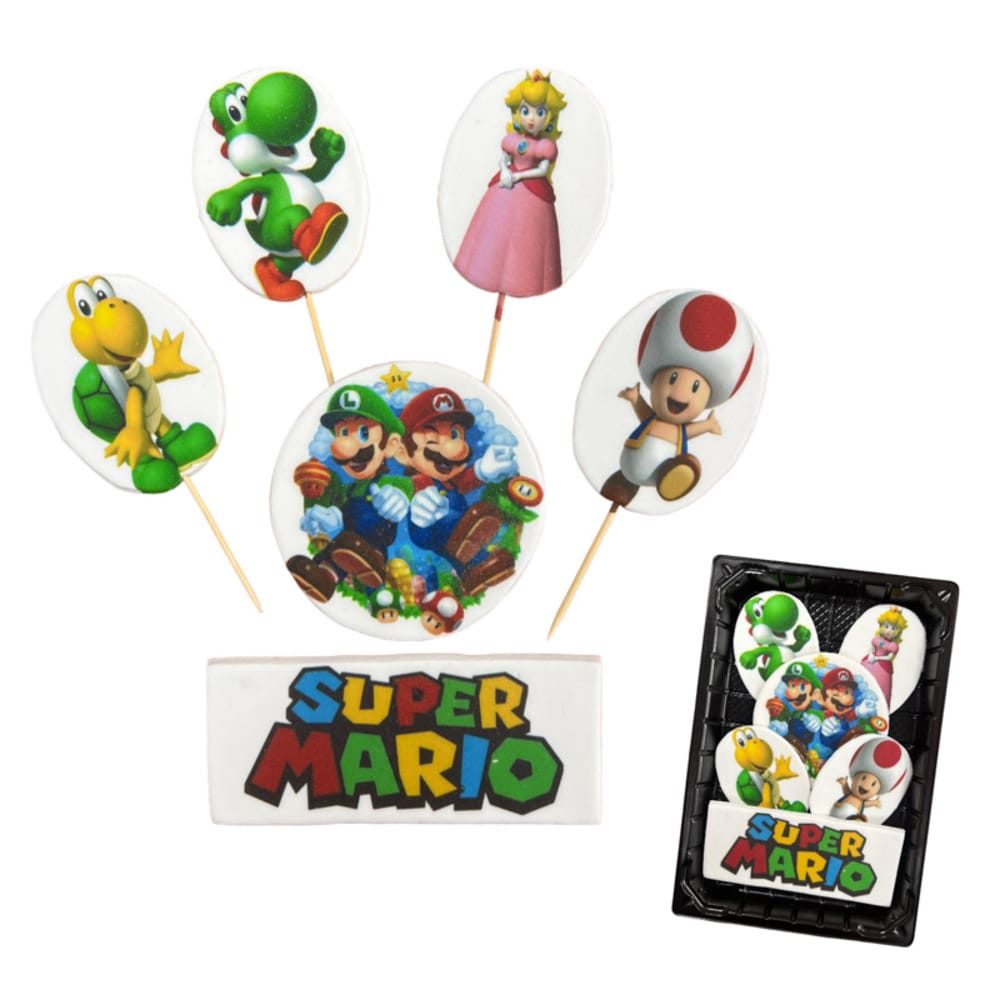 Super Mario cukordíszítők tortára – szett - K-Decor