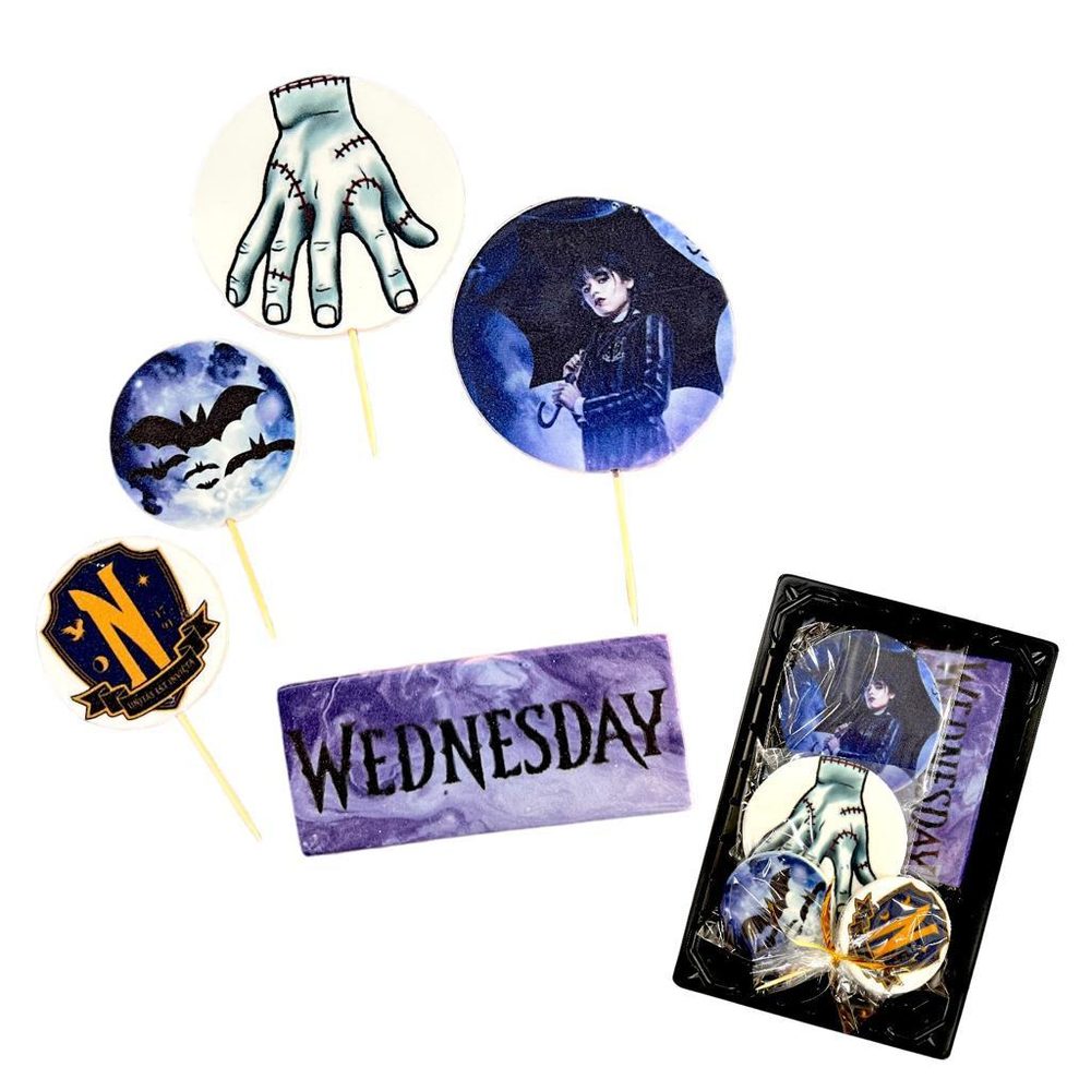Wednesday – ehető tortadíszítő készlet (cukor dekoráció) -