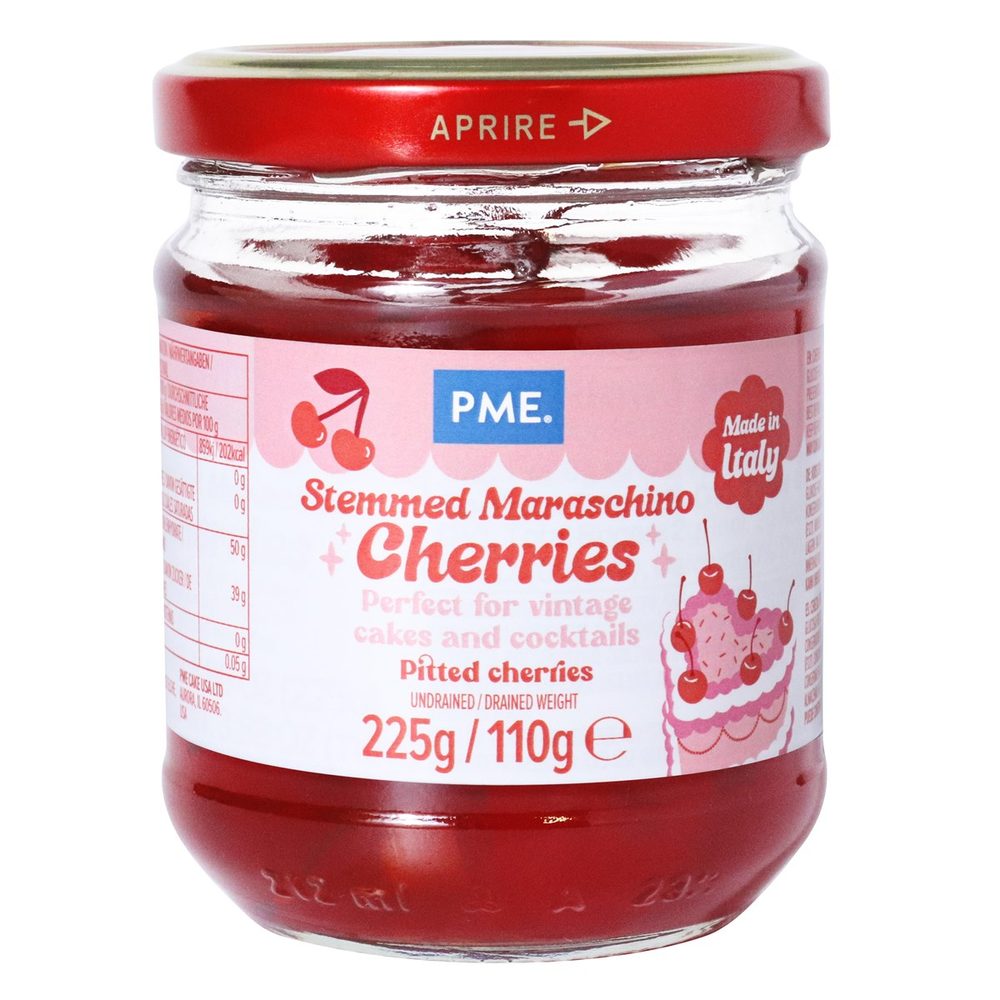 Piros maraschino cseresznye szárral (225g) - PME