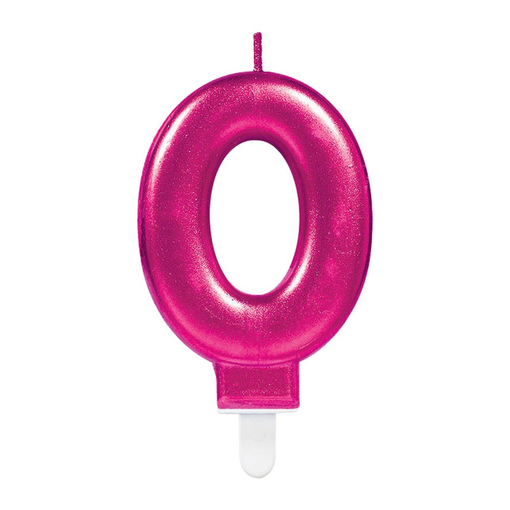 Rózsaszín 0 számgyertya - Amscan