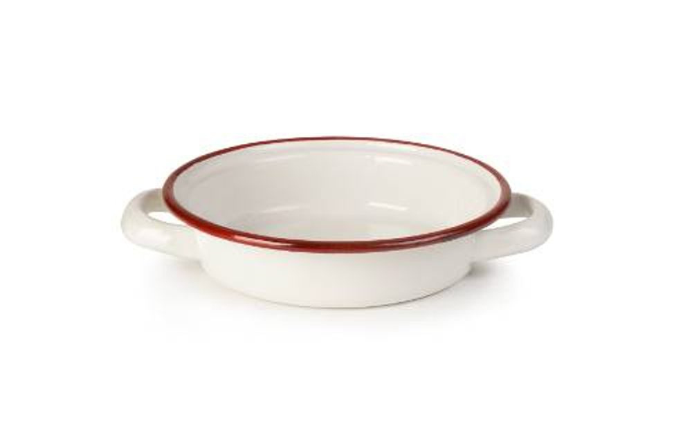 Zománcozott kis lábas fehér–piros 14 cm - Ibili