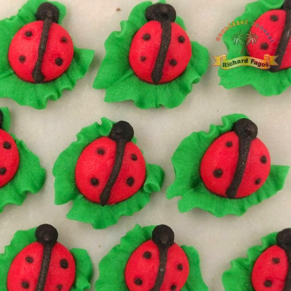 Cukor dekoráció – katicabogarak levélkén - Fagoš