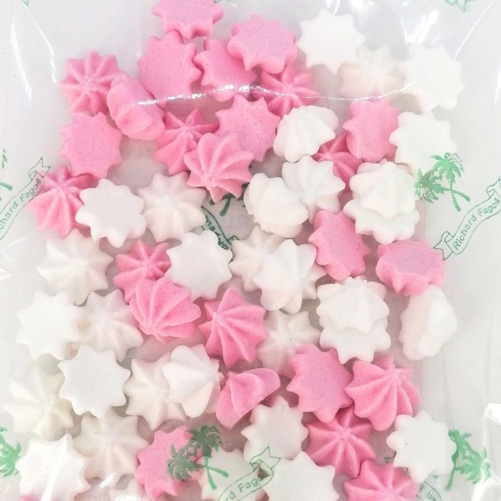 Pucky pusinky fehér-rózsaszín cukordekoráció - Fagoš