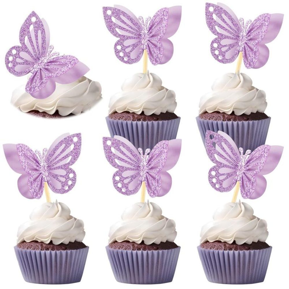 Muffin beszúrók lila pillangókkal 50 db – Cakesicq - Cakesicq