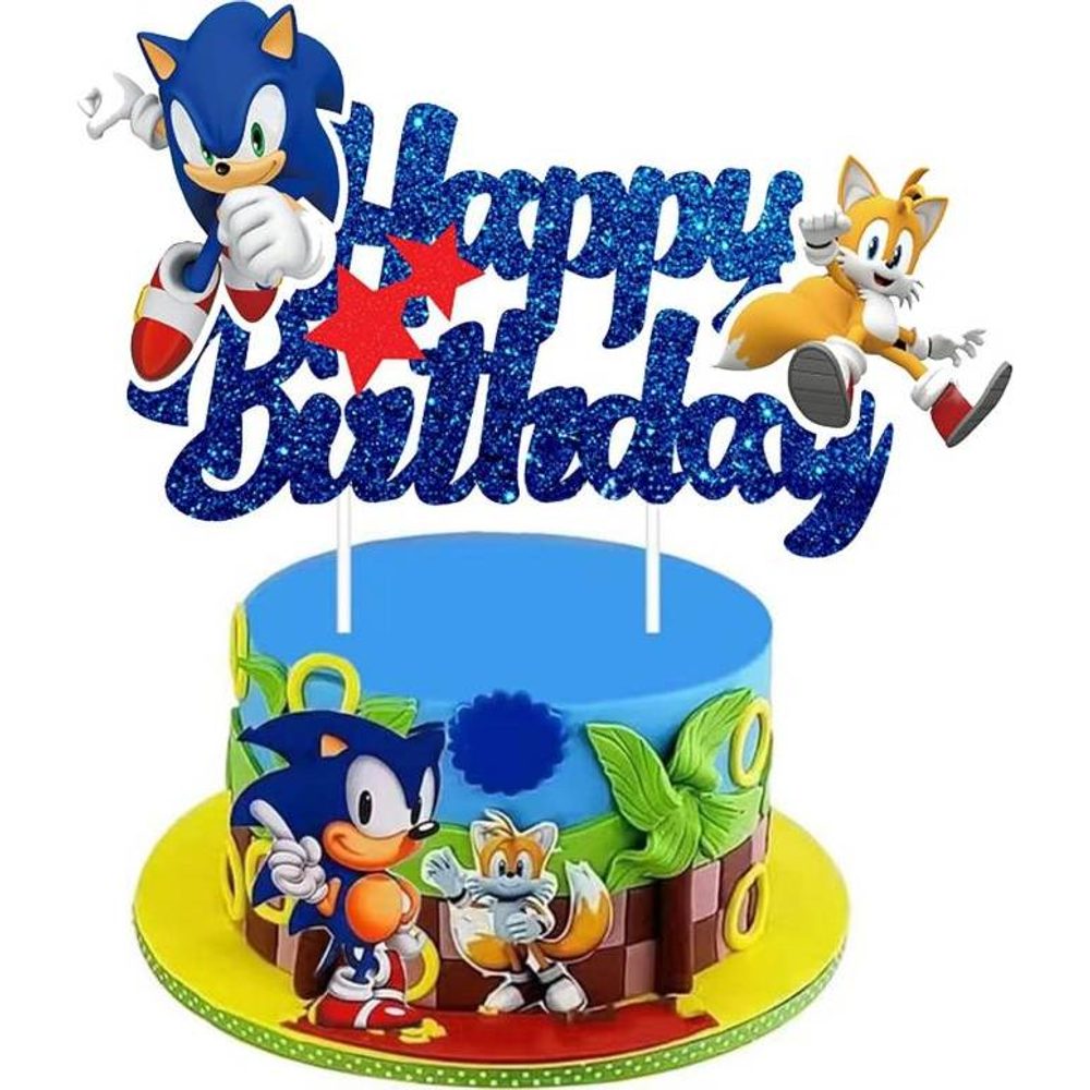 Happy Birthday Sonic tortabeszúró (5 db) – Cakesicq - Cakesicq