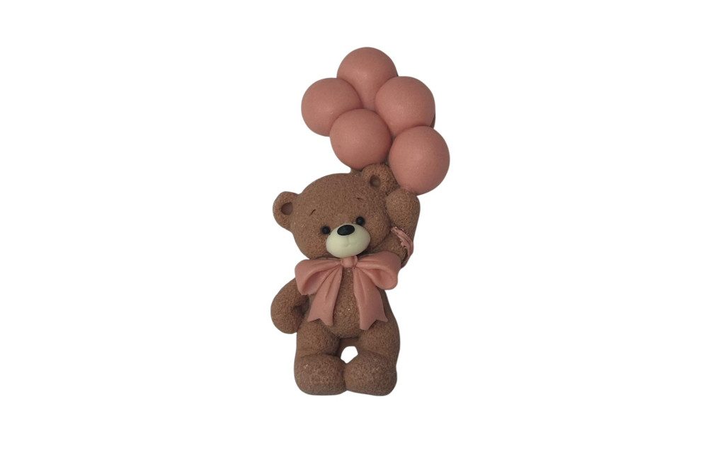Macis figura rózsaszín lufikkal - K-Decor