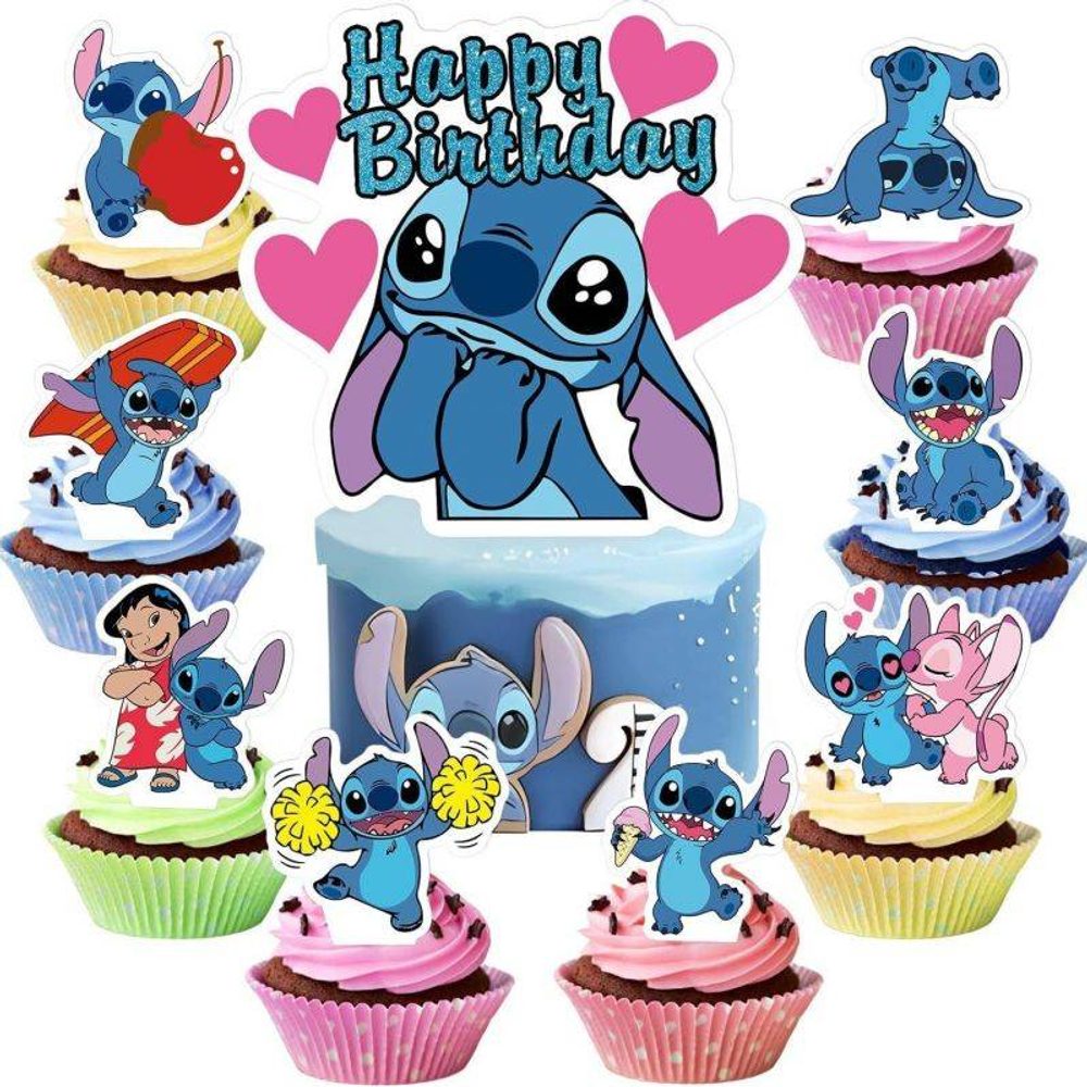 Torta- és muffin beszúró Happy Birthday Stitch 25 db – Cakesicq - Cakesicq